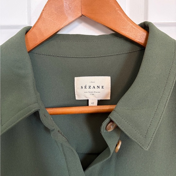 Sezane Raquel dress olive green size 10 - Picture 11 of 11